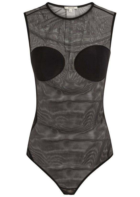 Photo: Nensi Dojaka Sheer Stretch-tulle Bodysuit Black