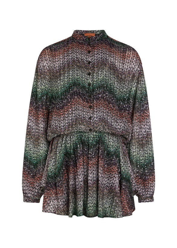 Photo: Missoni Chevron Sequin-embellished Metallic-knit Mini Dress Multicoloured