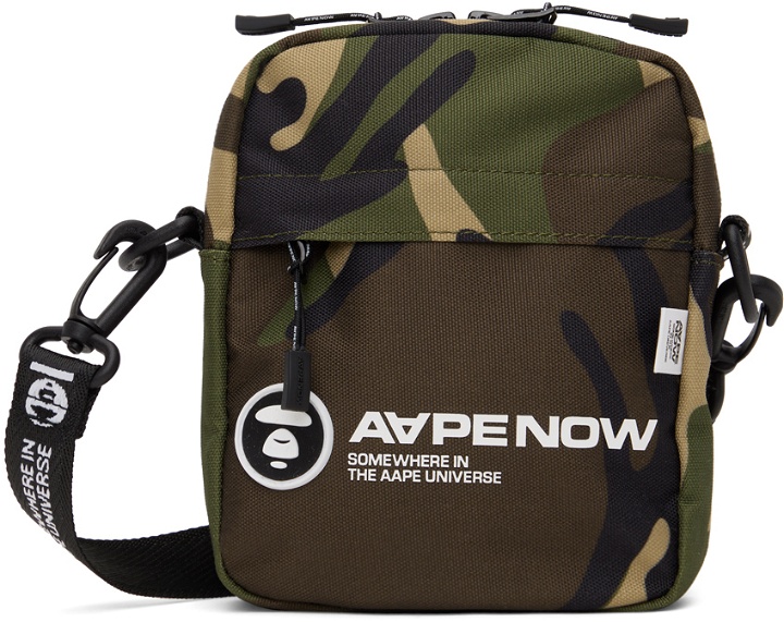 Photo: AAPE by A Bathing Ape Green Moonface Patch Camo Crossbody Bag