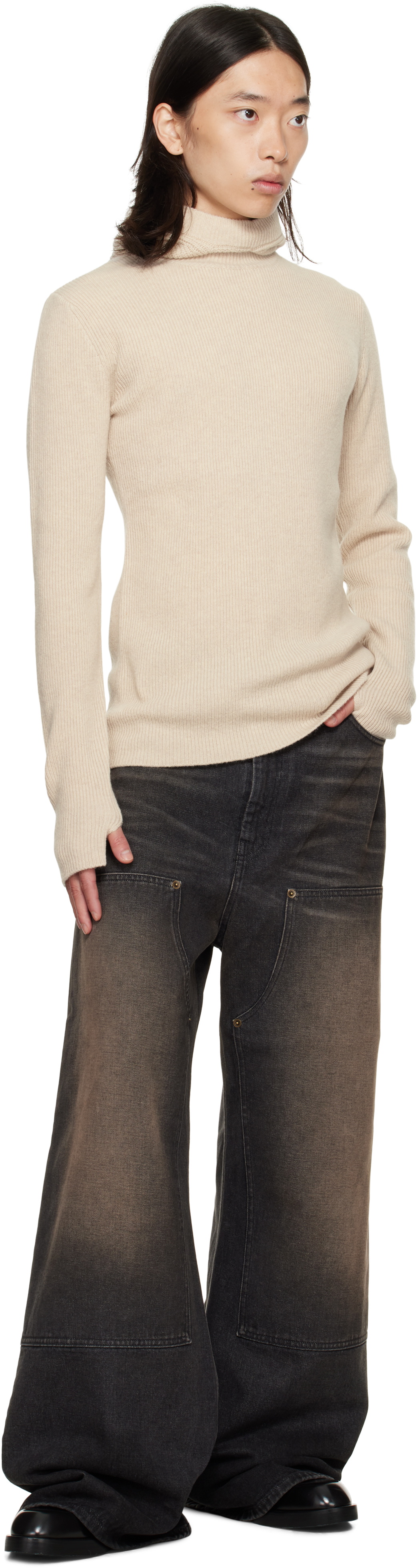 EGONlab Beige Knit Hoodie