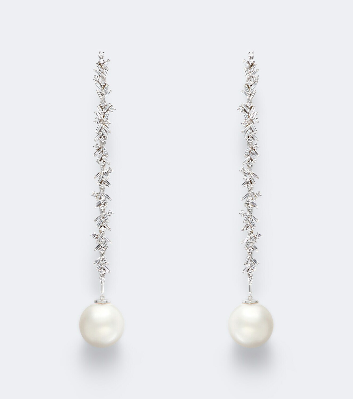 Suzanne Kalan 18kt white gold drop earrings with diamonds and pearls