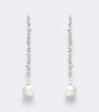 Suzanne Kalan 18kt white gold drop earrings with diamonds and pearls