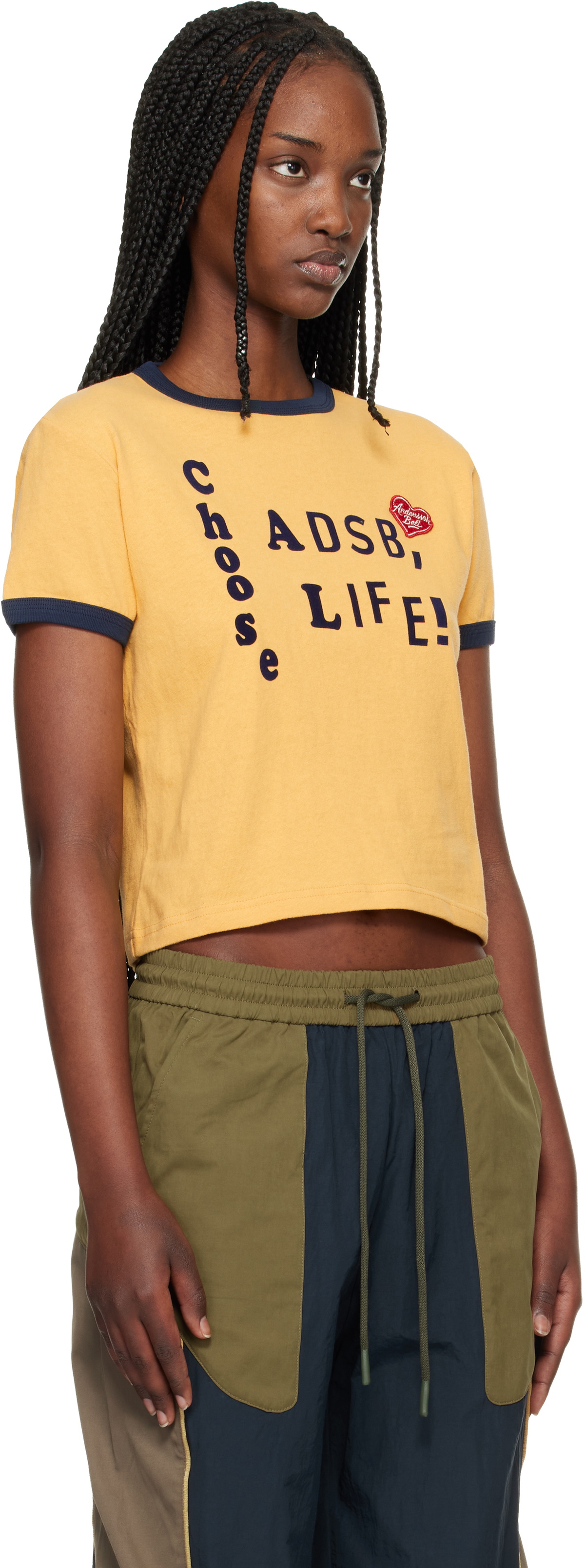 Andersson Bell Yellow 'Adsb' Flocking Baby Ringer T-shirt