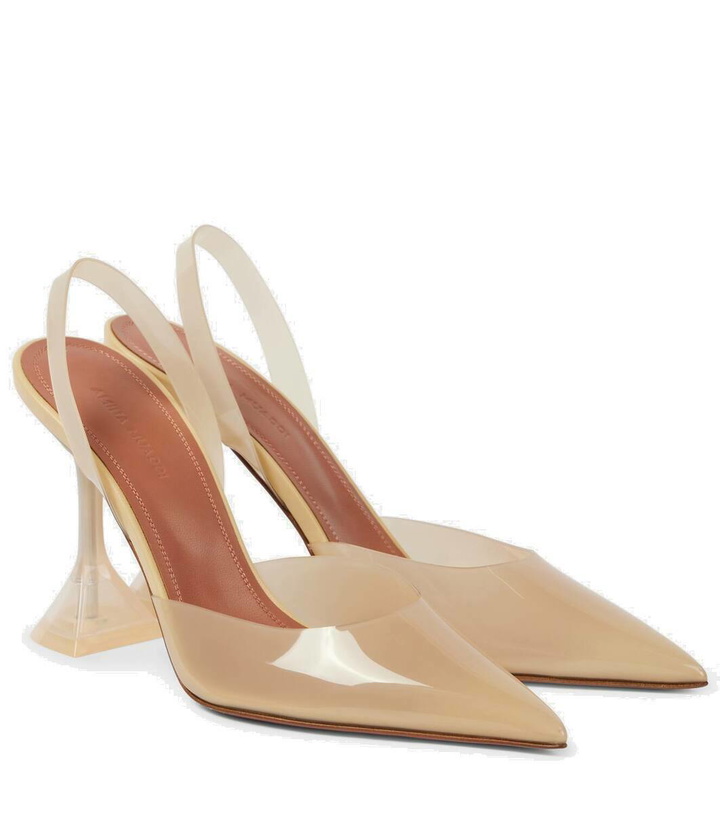 Photo: Amina Muaddi Holli Glass 95 PVC slingback pumps