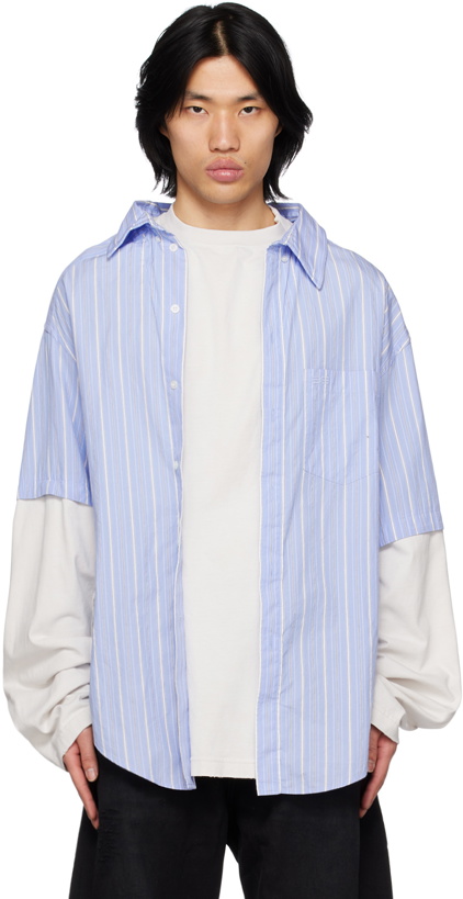 Photo: Balenciaga Blue & White Striped Shirt