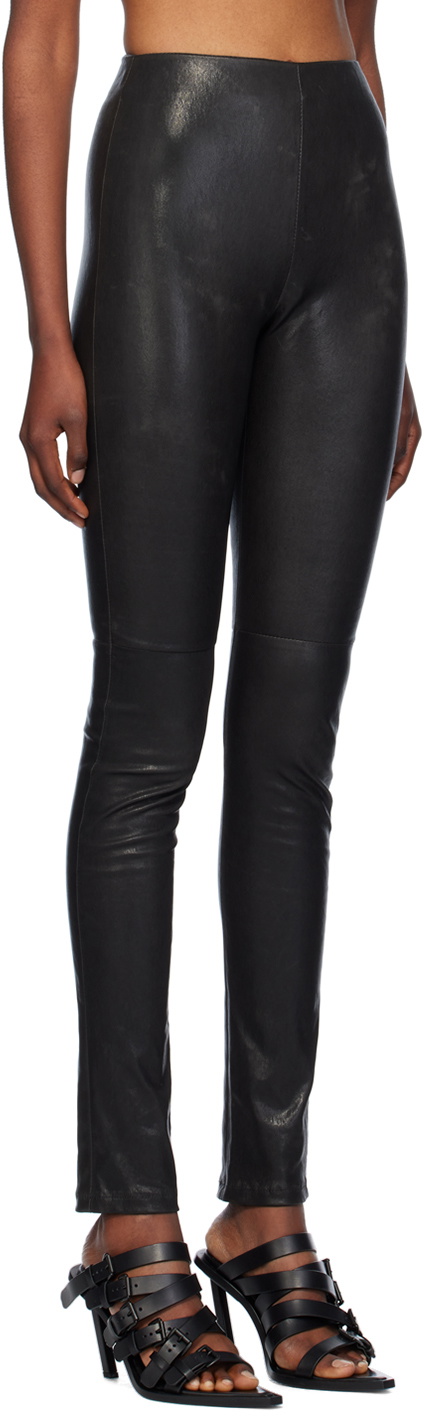 Ann Demeulemeester Black Florence Leather Legging Pants