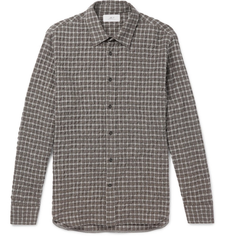 Photo: Mr P. - Checked Textured Wool and Cotton-Blend Shirt - Men - Gray