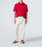 Moncler Leather-trimmed cotton piqué polo shirt