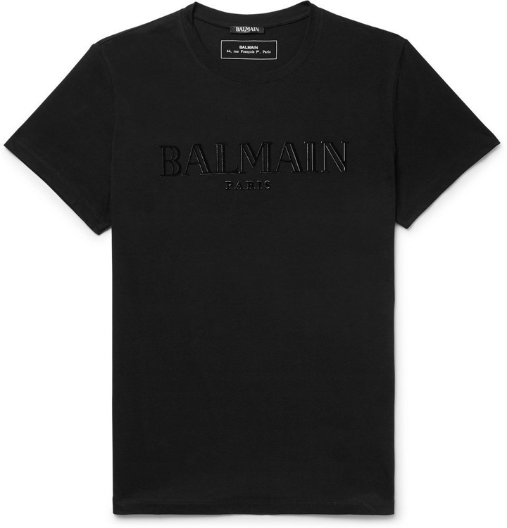 Photo: Balmain - Logo-Appliquéd Cotton-Jersey T-Shirt - Black