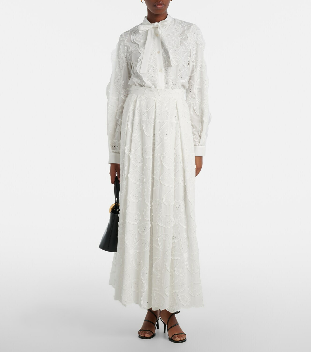 Elie Saab Embroidered tie-neck blouse