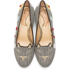 Charlotte Olympia Black and White Gingham Kitty Flats