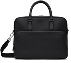 BOSS Black Leather Embossed Logo Briefcase