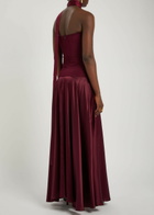 Esse Studios Illi Scarf-effect Silk and Stretch-knit Maxi Dress Burgundy