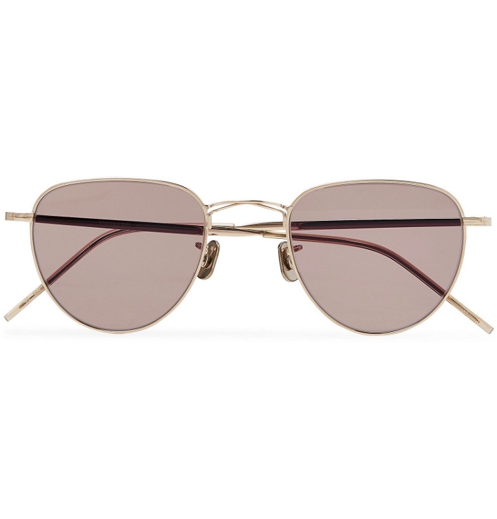 Photo: Eyevan 7285 - Round-Frame Silver-Tone Titanium Sunglasses - Gold