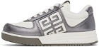Givenchy Gunmetal & White G4 Laminated Leather Sneakers