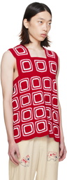 HARAGO Red Square Neck Tank Top