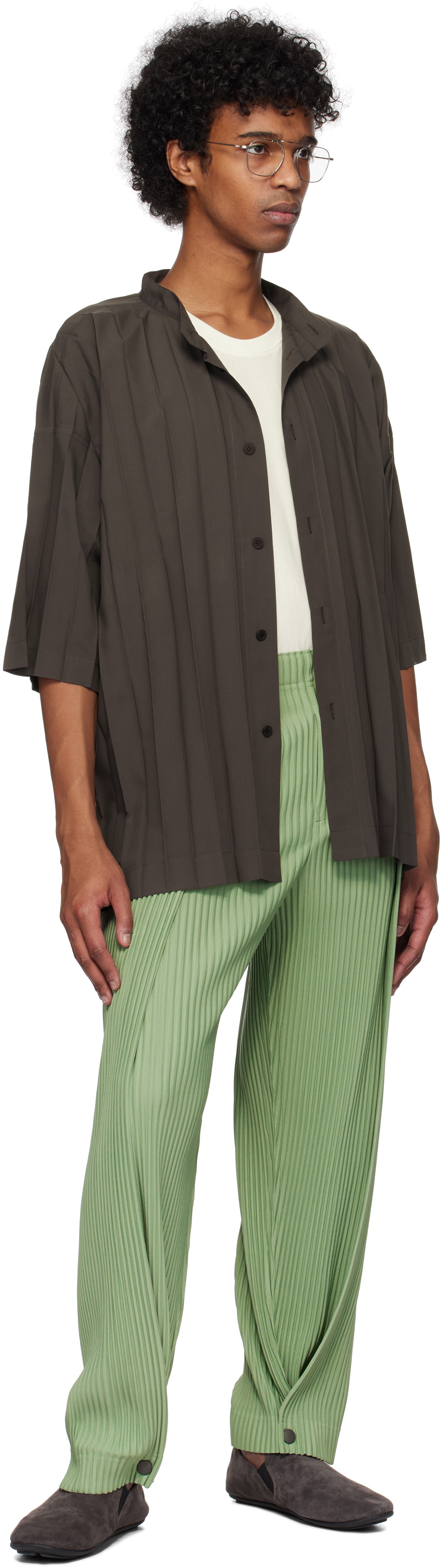 HOMME PLISSÉ 7月 pleats bottoms1 新品未使用 HOMME PLISSÉ ISSEY MIYAKE Green Pleats Bottoms 1 Trousers Homme