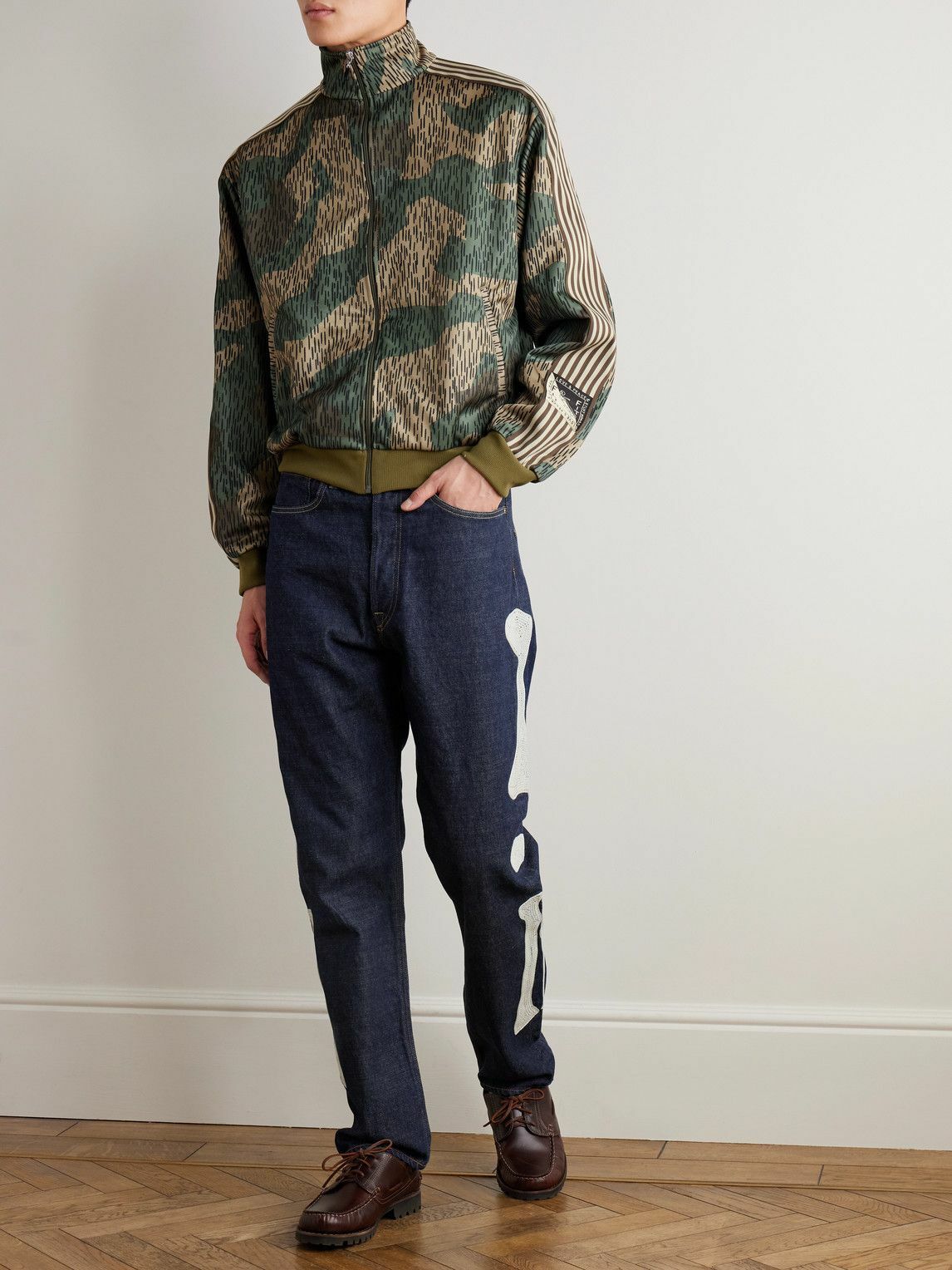 KAPITAL - Okagilly Slim-Fit Crochet-Trimmed Jeans - Blue KAPITAL