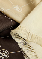 Tory Burch Monogram-print Silk Scarf - Brown - One Size