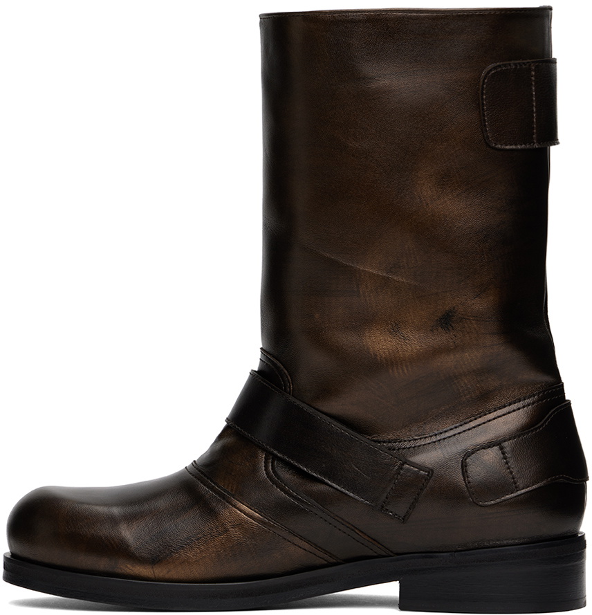 Stefan Cooke SSENSE Exclusive Brown Biker Boots