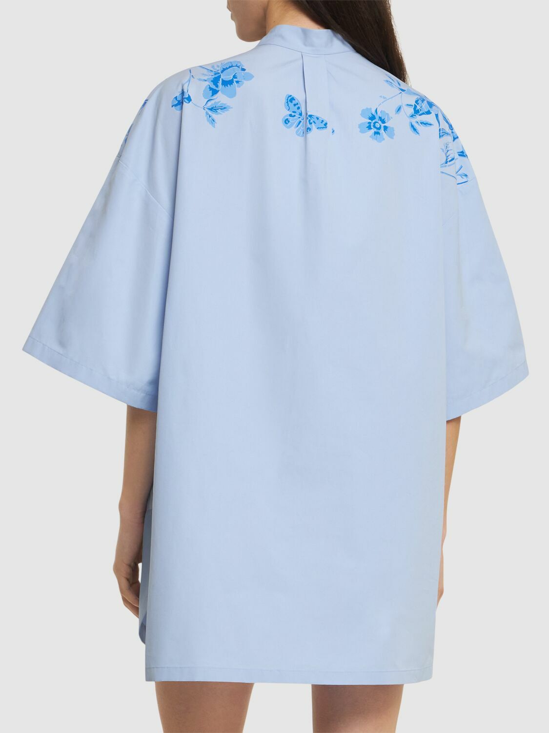 24AW new/GUCCI コットンシャツドレス ShirtDress Blue Gucci cotton fil coupé shirt dress in white and light blue
