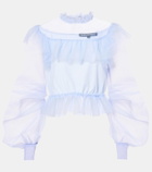 Susan Fang Ruffled puff-sleeve organza top