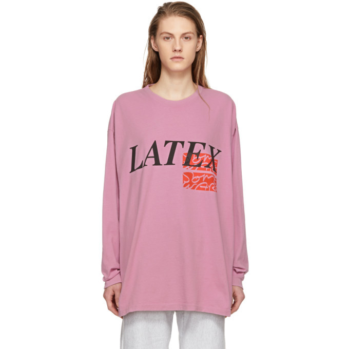 Photo: Some Ware SSENSE Exclusive Pink Long Sleeve Latex T-Shirt