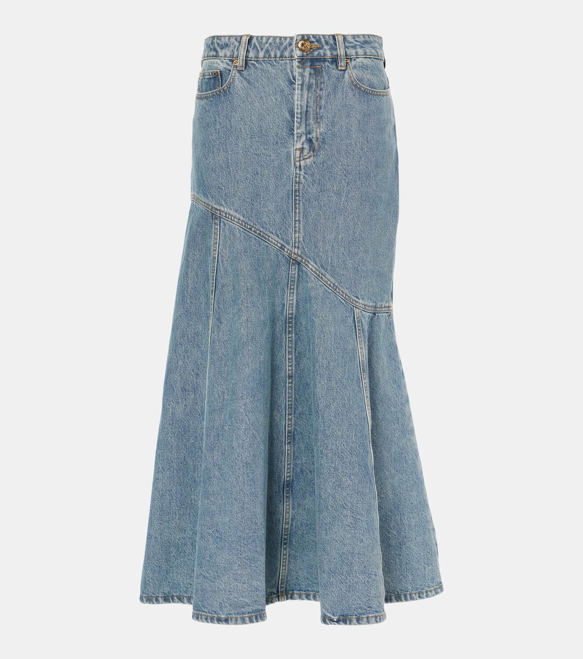 Zimmermann Illustration asymmetric denim midi skirt Zimmermann