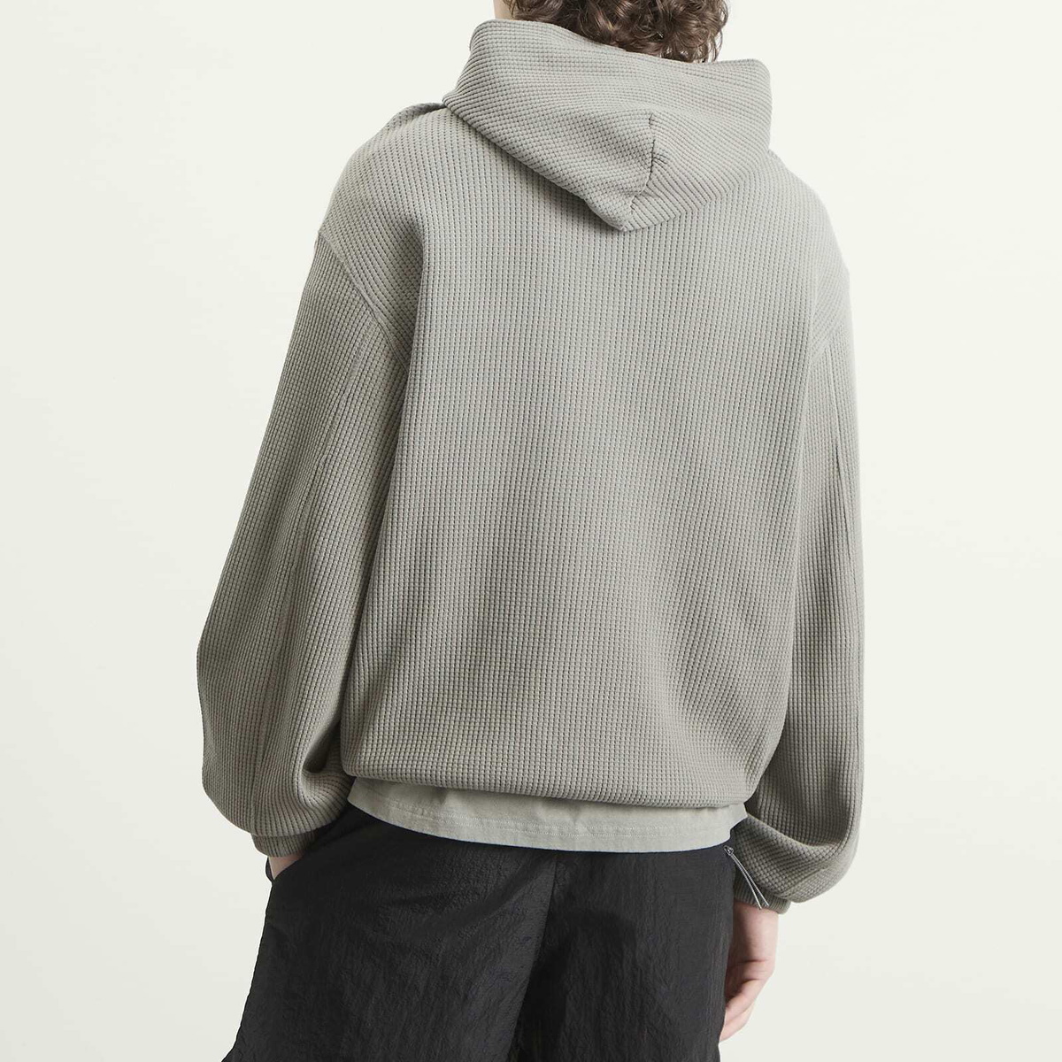 ROA Men's Bee Sun Faded Organic Waffle Zip Up Hoodie in Grey