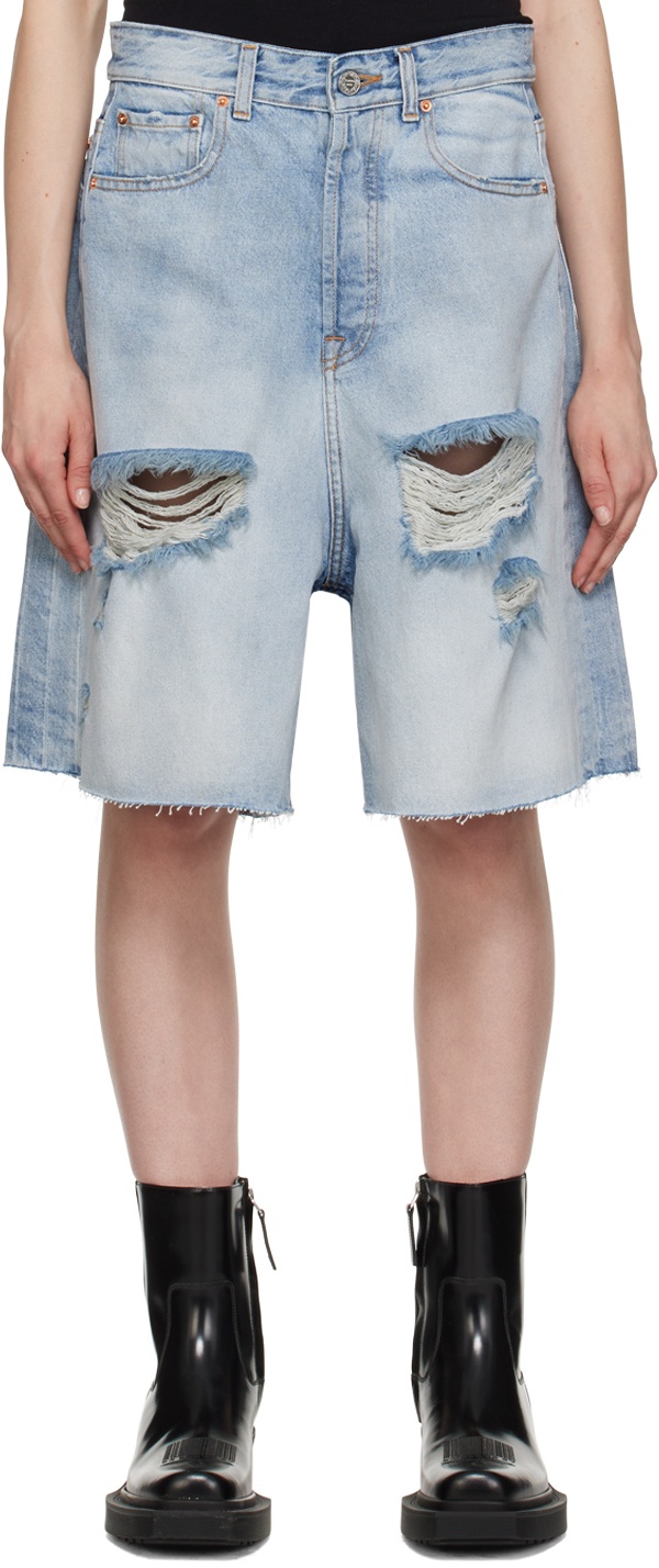 Photo: VETEMENTS Blue Destroyed Baggy Denim Shorts
