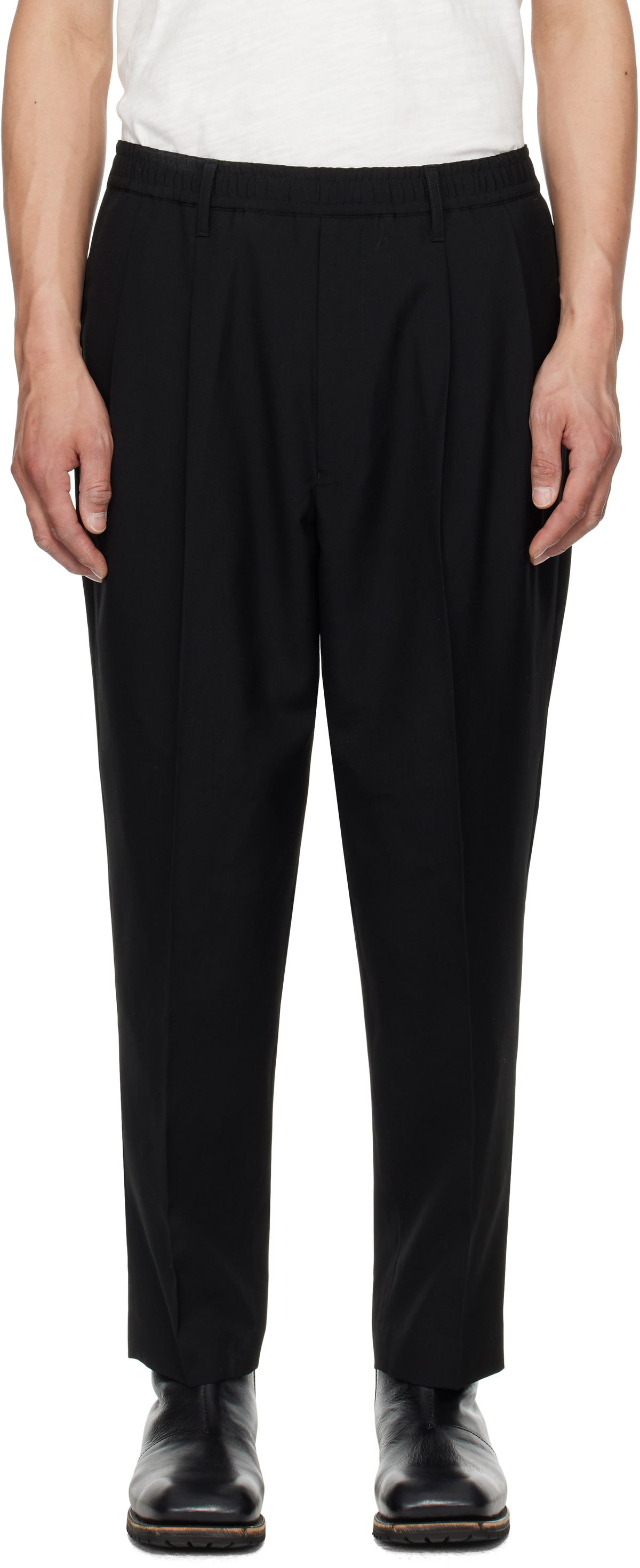 N.Hoolywood Black Wide Tapered Easy Trousers