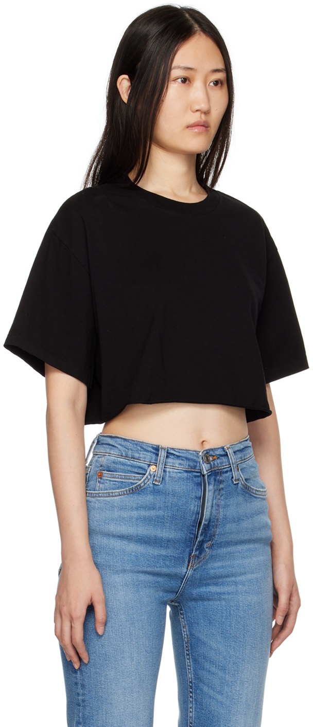 Re/Done Black 90s Cropped Easy T-Shirt Re/Done
