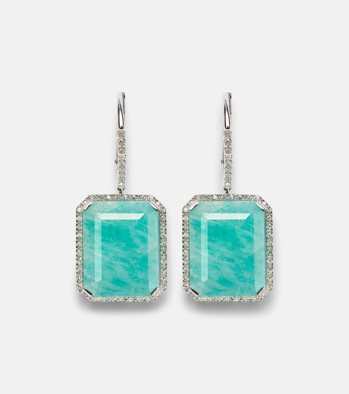 Shay Jewelry 18kt white gold earrings with amazonite and diamonds