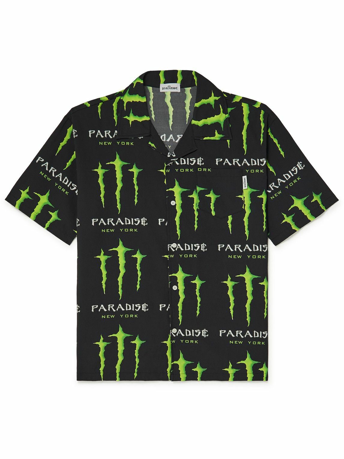 PARADISE - Camp-Collar Logo-Print Woven Shirt - Black