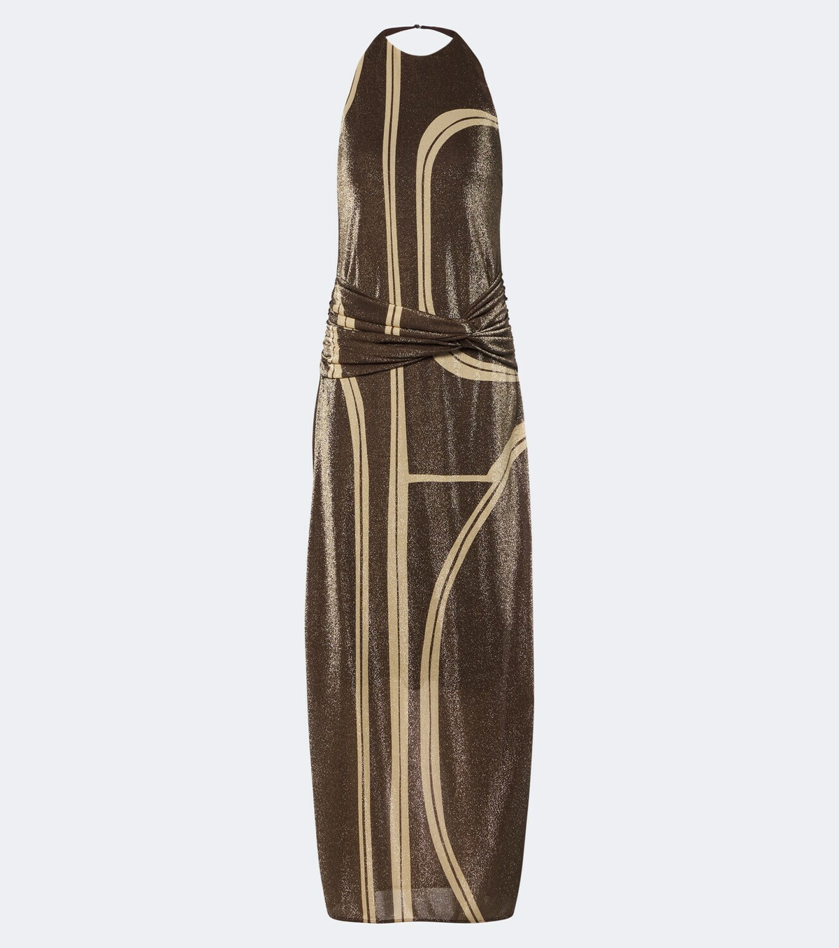 Cala de la Cruz Cairo draped glitter printed gown