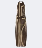 Cala de la Cruz Cairo draped glitter printed gown