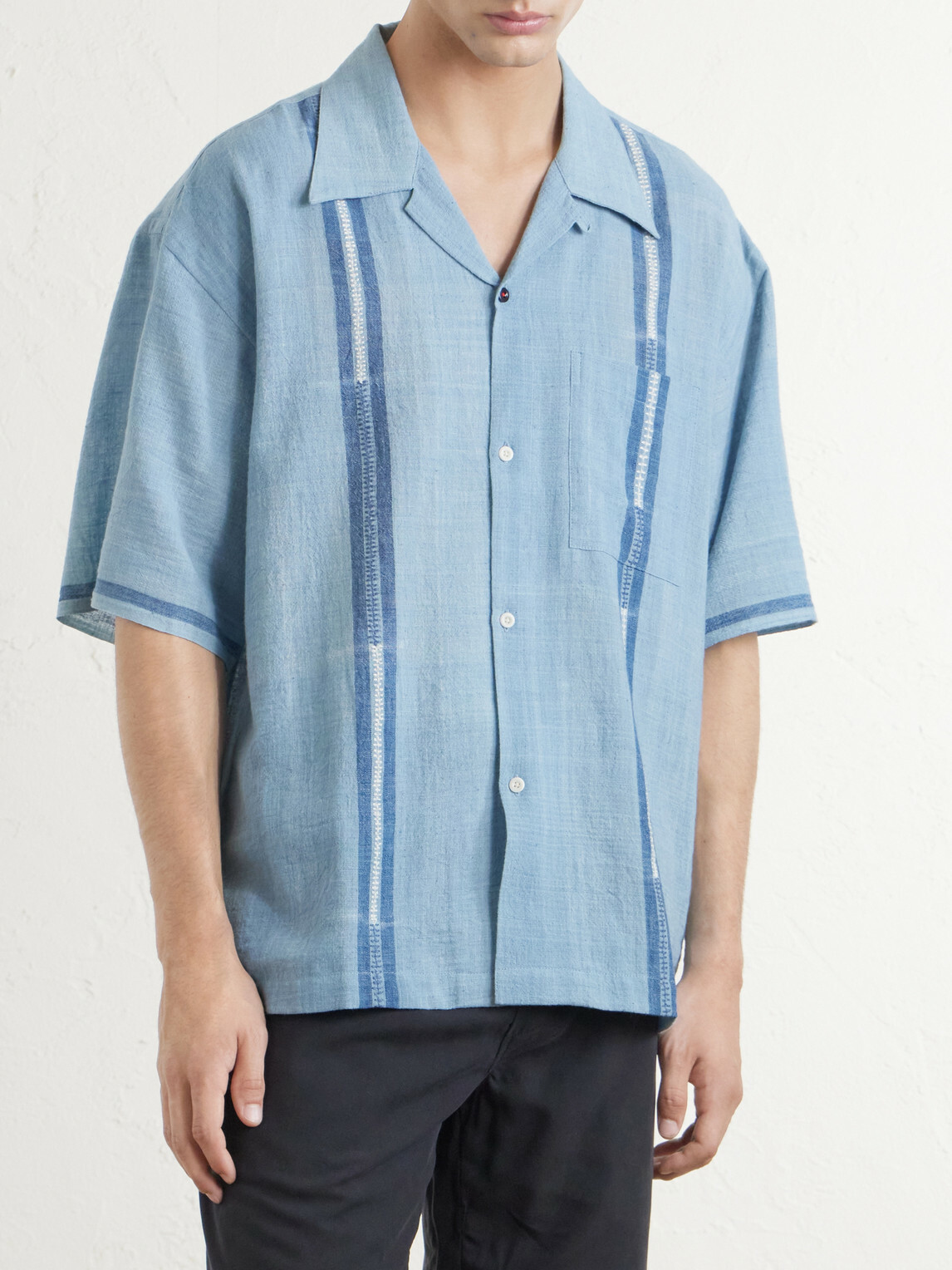 Kardo - Rohit Embroidered Cotton Shirt - Blue