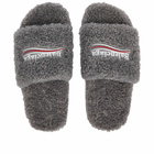 Balenciaga Men's Furry Logo Slide in Grey/White/Red