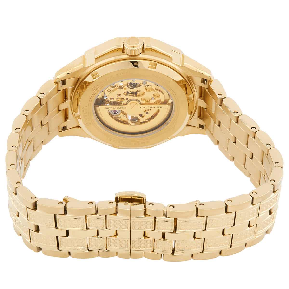 Bulova Octava Automatic Crystal Gold Skeleton Dial Mens Watch 98A292