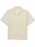 The Frankie Shop - Landon Camp-Collar Broderie Anglaise Cotton Shirt - Neutrals