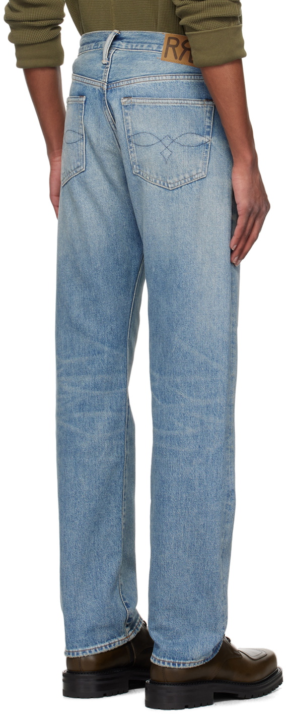 RRL Blue Straight Fit Repaired Jeans RRL