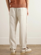 Brunello Cucinelli - Straight-Leg Herringbone Linen, Silk, Wool and Cotton-Blend Trousers - White