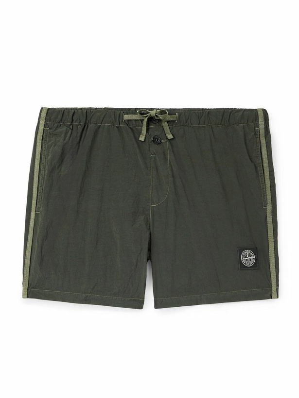 Photo: Stone Island - Straight-Leg Mid-Length Logo-Appliquéd Nylon Metal ECONYL® Swim Shorts - Green