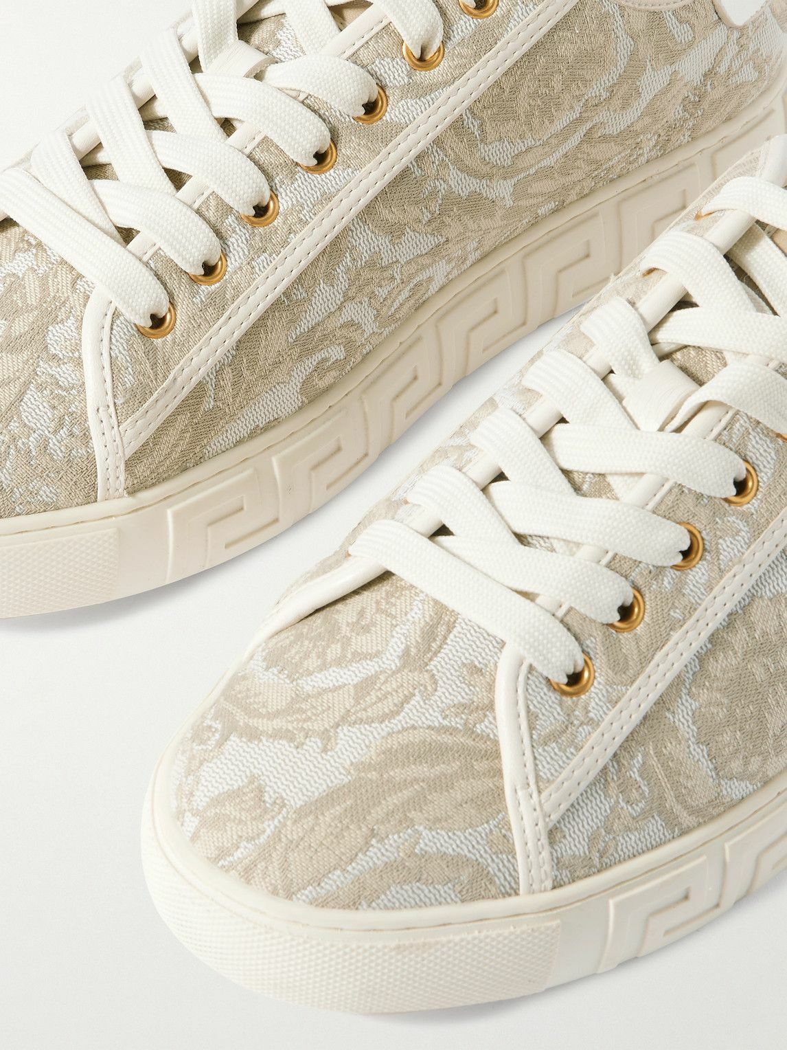 Versace - Greca Baroque Panelled Jacquard Sneakers - Neutrals