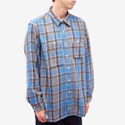 Engineered Garments Men's Work Shirt in Blue Heavy Plaid