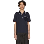 Thom Browne Navy and Red Bicolor Polo