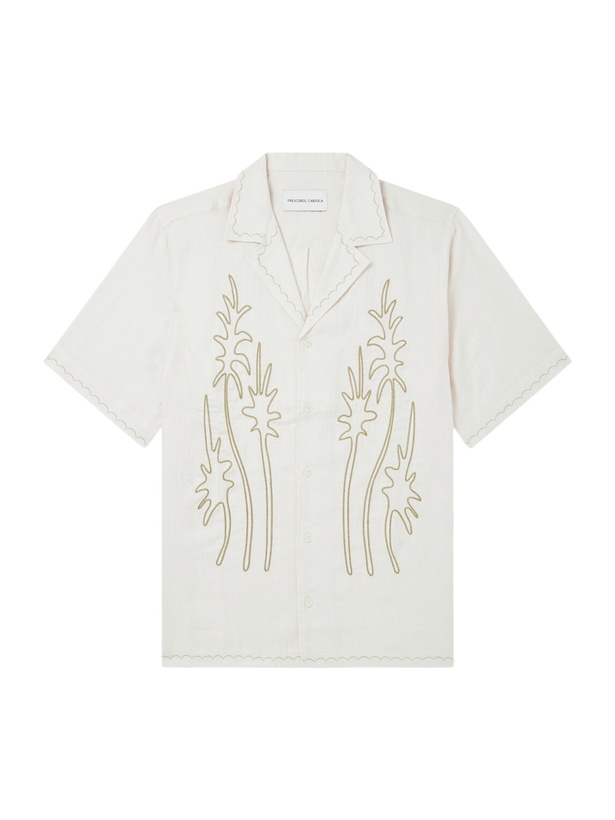 Photo: Frescobol Carioca - Alves Embroidered Linen Shirt - Neutrals