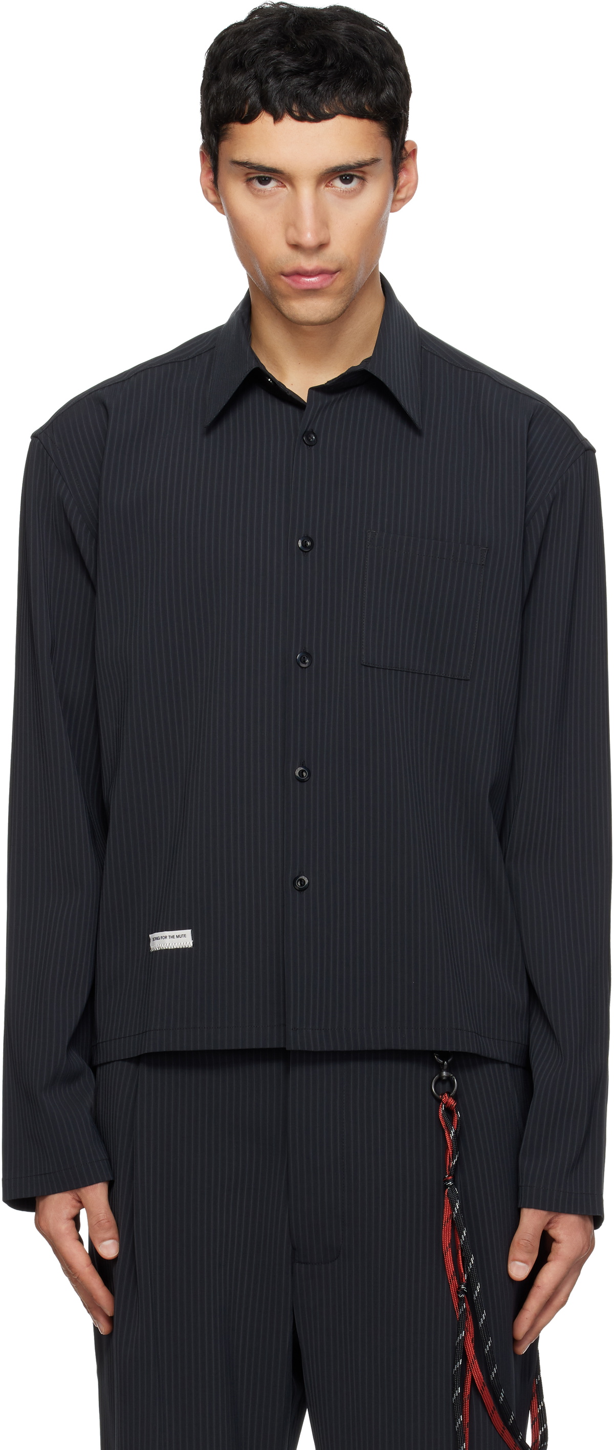 Song for the Mute Navy Pinstripe Gabardine L/S Shirt