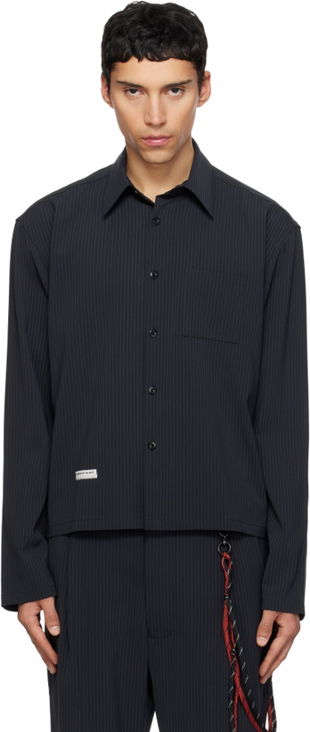 Photo: Song for the Mute Navy Pinstripe Gabardine L/S Shirt