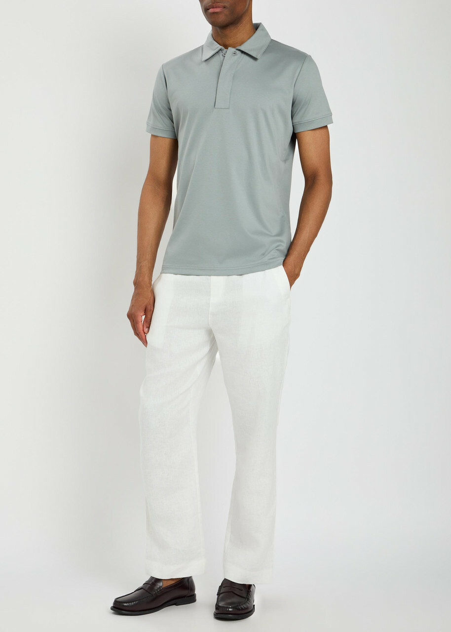 Raith Santi Mercerized Cotton Polo Shirt Light Blue